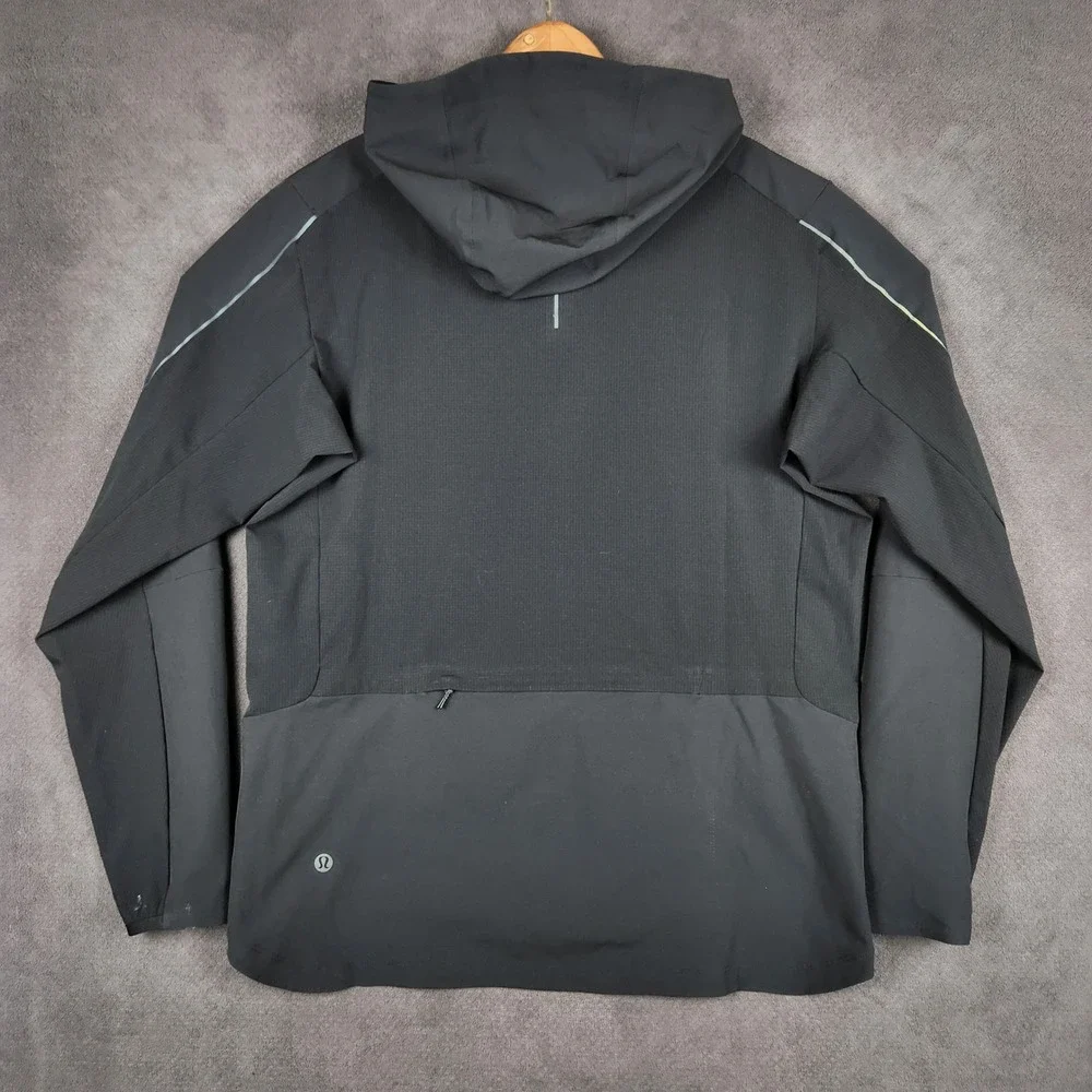 Lululemon Fast and Free Jacket Mens Large Black Hooded Reflective LM4AHDS